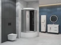 ДК EvaGold полукруг F902BS (90*90, высок.под., рифл. стек., черн. стен., хром матовый проф. 3к) EG210011