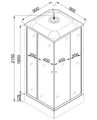 ДК EvaGold квадрат F901WS-Q (90*90, низ.под., рифл. стек., бел. стен., хром матовый проф. 4к.) EG210017