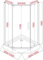 JY028 Душевое ограждение 90х90х185 трапеция (б/поддона), прозрачное стекло EG220040