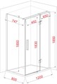 JY035 NEW Душевое ограждение 80х120х185 прямоугольное (б/поддона), прозрачное стекло EG220004