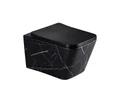 EG633Black-W Подвесной унитаз EvaGold мрамор черно-белый, безободковый, сид. черн. мат. тонкое ДП EG070030