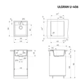 Мойка композит.Ulgran U-406 КВАДРАТНАЯ 343 антрацит 450*500*210 с сифоном U-406-343