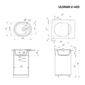 Мойка композит.Ulgran U-403 ОВАЛЬНАЯ 310 серый 580*470*200 с сифоном U-403-310