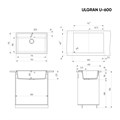 Мойка композит.Ulgran U-600 ПРЯМОУГОЛЬНАЯ 328 бежевый 760*510*220 с сифоном U-600-328