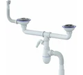 Сифон двойной GRAND 3 1/2 c круглым переливом, винтом и отводом(улгран) 00-00012499