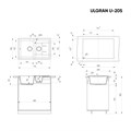 Мойка композит.Ulgran U-205 ПРЯМОУГОЛЬНАЯ 1,5-чаша 308 черный 770*500*215 с сифоном U-205-308