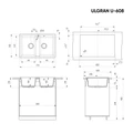 Мойка композит.Ulgran U-608 ПРЯМОУГОЛЬНАЯ двойная 331 белый 770*500*210 с сифоном U-608-331