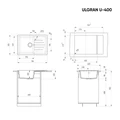 Мойка композит.Ulgran U-400 ПРЯМОУГОЛЬНАЯ 309 темно-серый 750*500*220 с сифоном U-400-309