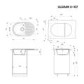 Мойка композит.Ulgran U-107 ОВАЛЬНАЯ 308 черный 730*460*200 с сифоном U-107-308