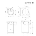 Мойка композит.Ulgran U-101 КРУГЛАЯ 309 темно-серый 500*500*200 с сифоном U-101-309