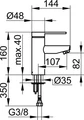 Однорычажный смеситель для умывальника на одно отверстие 90 KEUCO PLAN BLUE, 53902010101, без гарнитуры, хром 53902010101