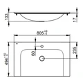 Раковина Keuco Plan, белый, 805 х 17 х 494 мм 32960318001