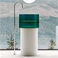 Раковина отдельностоящая прозрачная ABBER Kristall AT2701White-Aquamarin-H белый/бирюзовый 6273 - фото 57979