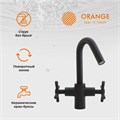 Orange Mia M34-011b двухзахватный смеситель для раковины c поворотным изливом без донного клапана, цвет: черный матовый M34-011B - фото 5873 Orange Mia M34-011b двухзахватный смеситель для раковины c поворотным изливом без донного клапана, цвет: черный матовый M34-011B - фото 5873