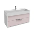 Тумба под раковину Jacob Delafon Vivienne EB1508-N18-G1H, 100 см, корпус белый глянцевый, фасад пыльная роза глянцевый, ручки хром EB1508-N18-G1H