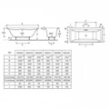 Гидромассажная акриловая ванна Jacob Delafon Evok E60342-00 LINE BR, 200 х 100 см, с регулируемыми ножками, белая, форсунки бронза E60342-00 LINE BR