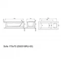 Гидромассажная акриловая ванна Jacob Delafon Sofa E60518RU-00 LINE CR, 170 x 70 см, встраиваемая, каркас в подарок, белая, форсунки хром E60518RU-00 LINE CR