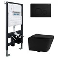 Комплект подвесной унитаз ABBER Rechteck AC1201MB черный матовый с инсталляцией AC0105 и кнопкой AC0121MB черный матовый 7695 - фото 61370