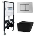 Комплект подвесной унитаз ABBER Rechteck AC1201MB черный матовый с инсталляцией AC0105 и кнопкой AC0120 хром 8075 - фото 62306
