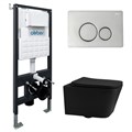 Комплект подвесной унитаз ABBER Rechteck AC1201MB черный матовый с инсталляцией AC0105 и кнопкой AC0121 хром 8076 - фото 62313