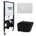 Комплект подвесной унитаз ABBER Rechteck AC1201MB черный матовый с инсталляцией AC0105 и кнопкой AC0120MW белая матовая 8077 - фото 62320