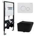 Комплект подвесной унитаз ABBER Rechteck AC1201MB черный матовый с инсталляцией AC0105 и кнопкой AC0121MW белая матовая 8078 - фото 62327