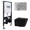 Комплект подвесной унитаз ABBER Rechteck AC1201MB черный матовый с инсталляцией AC0105 и кнопкой AC0121MCH матовый хром 8080 - фото 62341
