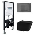 Комплект подвесной унитаз ABBER Rechteck AC1201MB черный матовый с инсталляцией AC0105 и кнопкой AC0120NG никель 8081 - фото 62348