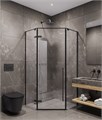 Timo Душевой угол TTSSP-90/03C-8, распаш 900*900*2000, проф черный, стекло проз 8 мм T70