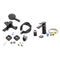 Orange Lutz M04-311b, set 3 in 1 черный матовый:
1) Смеситель для умывальника;
2) Смеситель для ванны/душа;
3) Душевой набор: 3-режимный ручной душ 110 мм с силиконовыми наконечниками, шланг 1500 мм, держатель M04-311b