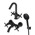Orange Mia M34-311b, set 5 in 1, цвет черный:
1) Смеситель для умывальника;
2) Смеситель для ванны/душа;
3) Душевой набор: 3-режимный ручной душ 110 мм с силиконовыми наконечниками, шланг 1500 мм, держатель M34-311b - фото 7147 Orange Mia M34-311b, set 5 in 1, цвет черный:
1) Смеситель для умывальника;
2) Смеситель для ванны/душа;
3) Душевой набор: 3-режимный ручной душ 110 мм с силиконовыми наконечниками, шланг 1500 мм, держатель M34-311b - фото 7147