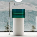 Раковина отдельностоящая прозрачная ABBER Kristall AT2701White-Aquamarin белый/бирюзовый AT2701White-Aquamarin
