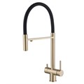 Смеситель ABBER Wasser Kreis AF81141G для кухни с подключением фильтра и выдвижной лейкой, золото матовое AF81141G - фото 75189