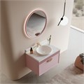 Тумба с раковиной ORKA Molino 80 подвесная, розовый матовый, 2 ручки в комплекте золото и хром 5004612