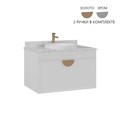 Тумба с раковиной ORKA Molino 80 подвесная, белый матовый, 2 ручки в комплекте золото и хром 5004580