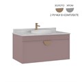 Тумба с раковиной ORKA Molino 100 подвесная, розовый матовый, 2 ручки в комплекте золото и хром 5004613
