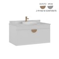 Тумба с раковиной ORKA Molino 100 подвесная, белый матовый, 2 ручки в комплекте золото и хром 5004581