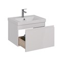 Тумба Lemark VEON MINI 60 см под 1 раковину, подвесная,1 ящик, цвет корпуса, фасада: Белый глянец LM02VM60T