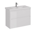 Тумба Lemark COMBI 100 см под 1 раковину, подвесная/напольная, 2 ящика, цвет корпуса, фасада: Белый LM03C100T - фото 80481