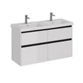 Тумба Lemark COMBI 125 см под 2 раковины, подвесная/напольная,4 ящика, цвет планки: Чёрный, цвет кор LM03C125T-black
