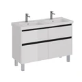 Тумба Lemark COMBI 125 см под 2 раковины, подвесная/напольная,4 ящика, цвет планки: Чёрный, цвет кор LM03C125T-black
