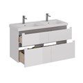 Тумба Lemark BUNO 125 см под 2 раковины, подвесная/напольная, 4 ящика, цвет планки: Серый, цвет корп LM04B125T
