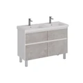 Тумба Lemark COMBI 125 см под 2 раковины, подвесная/напольная,4 ящика, цвет фасада: Бетон, цвет корп LM03C125T-Beton