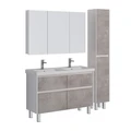 Тумба Lemark COMBI 125 см под 2 раковины, подвесная/напольная,4 ящика, цвет фасада: Бетон, цвет корп LM03C125T-Beton