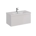 Тумба Lemark VEON MINI 90 см под 1 раковину, подвесная, с 1 ящик, цвет корпуса, фасада: Белый глянец LM02VM90T