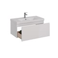 Тумба Lemark VEON MINI 90 см под 1 раковину, подвесная, с 1 ящик, цвет корпуса, фасада: Белый глянец LM02VM90T