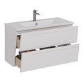 Тумба Lemark MIANO, 100 см под 1 раковину, подвесная, 2 ящика, цвет корпуса, фасада: Белый глянец LM06M100T
