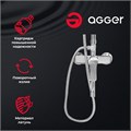 Agger Merry A1393300 Душевая система со смесителем: поворотный излив, ручной душ 3 режима с регулируемым по высоте держателем, верхний душ 200 мм с регулировкой угла наклона и силиконовыми наконечниками, телескопическая штанга. A1393300