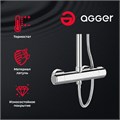 Agger Thermo A2451200 Душевая система для душа с ТЕРМОСТАТОМ: верхний душ d225 мм с регулировкой угла наклона и силиконовыми наконечниками, телескопичческая штанга, многофункционнальный ручной душ, регулируемый по высоте и наклону держатель, шланг 1,5 м A2451200