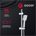 Agger Fresh A0494000 Душевая система без смесителя с двумя квадратными лейками. В комплекте: ручной душ 100 мм, регулируемый по высоте и наклону держатель, верхний душ 215х215 мм с регулировкой угла наклона, мыльница, шланг в металлической оплётке 1500 мм A0494000